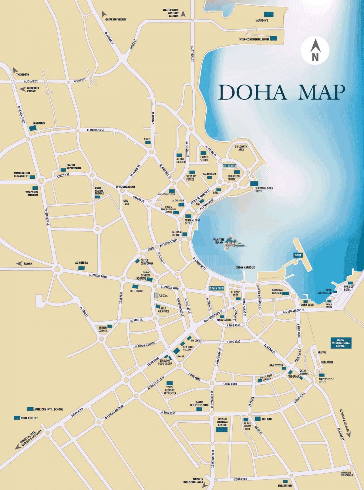 Kort af doha, qatar