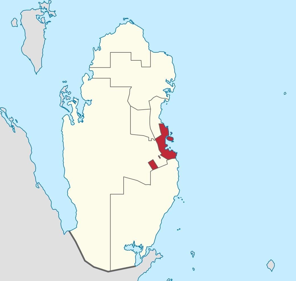 Kort af doha, qatar placering på verden