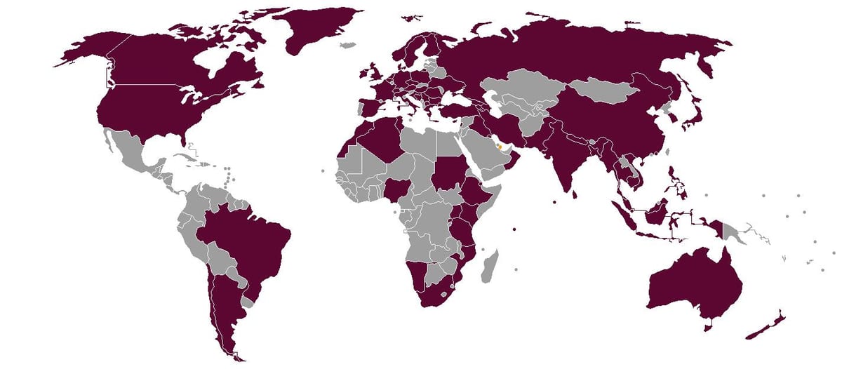 qatar airlines destinationer kort