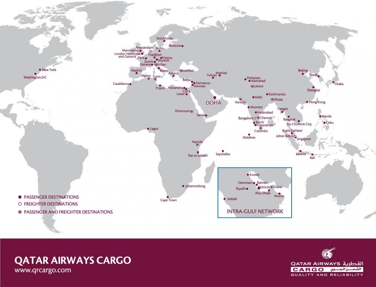 qatar airways netværk kort