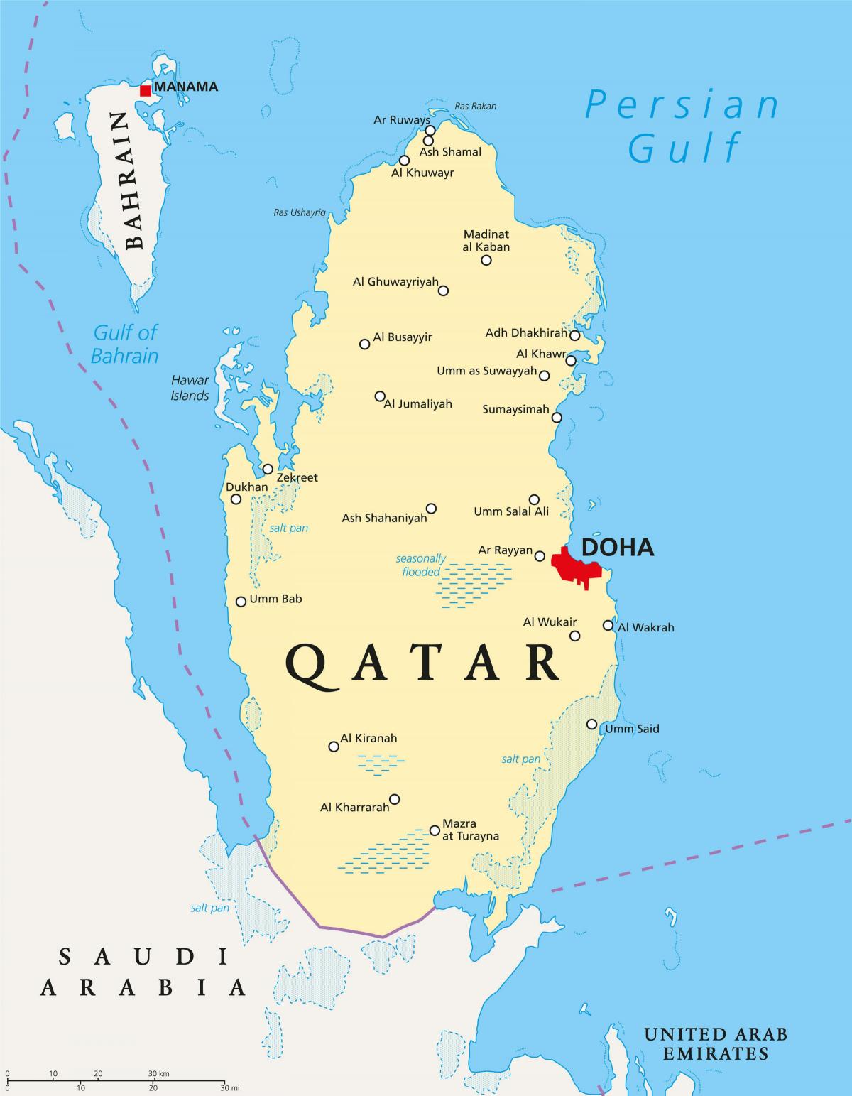 qatar kort med byer