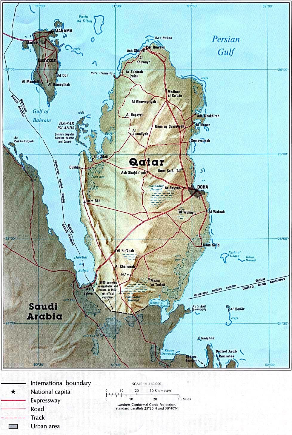 Kort over qatar fysiske
