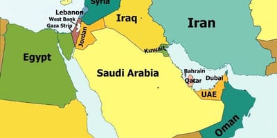 Kort over qatar og de omkringliggende lande