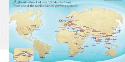 Qatar flyvning ruter på kort